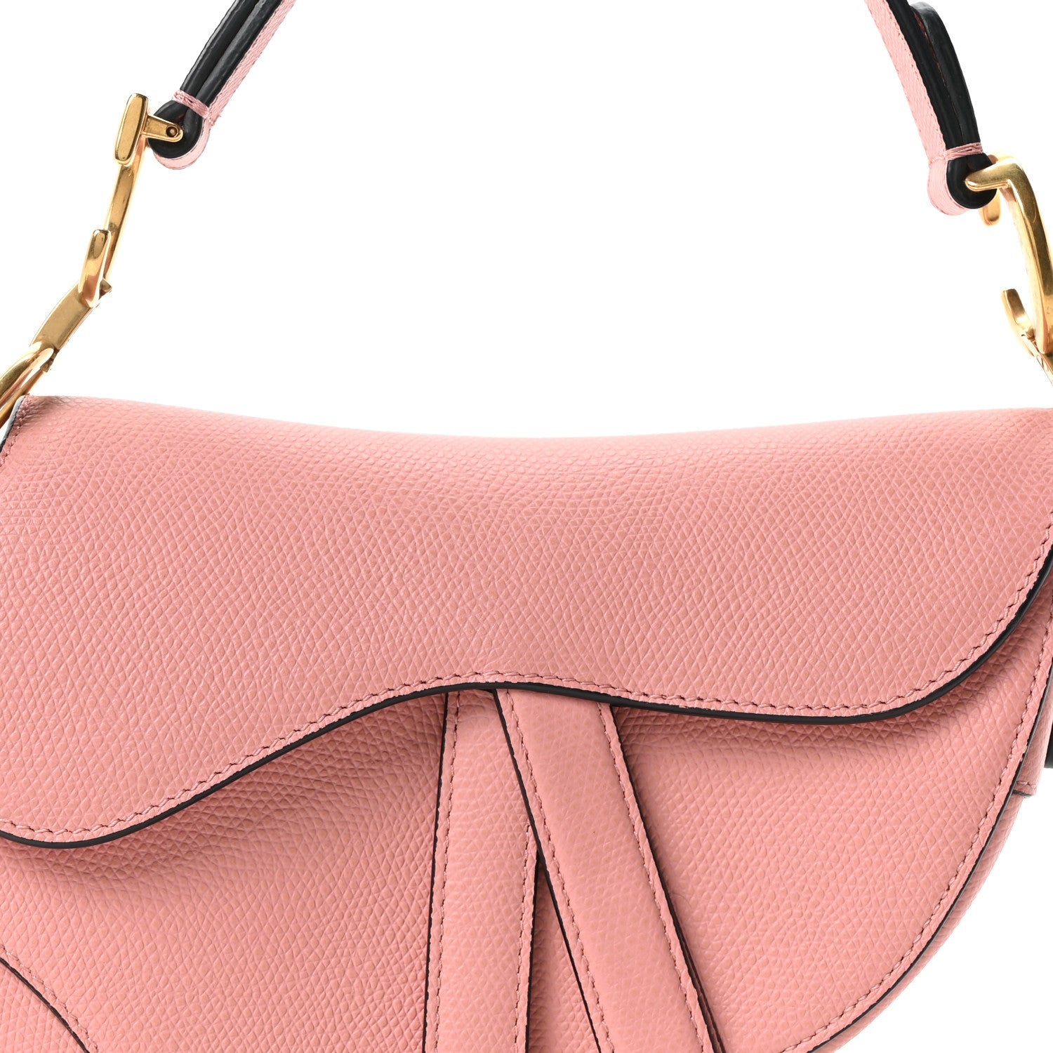 Grained Calfskin Mini Saddle Bag Pink