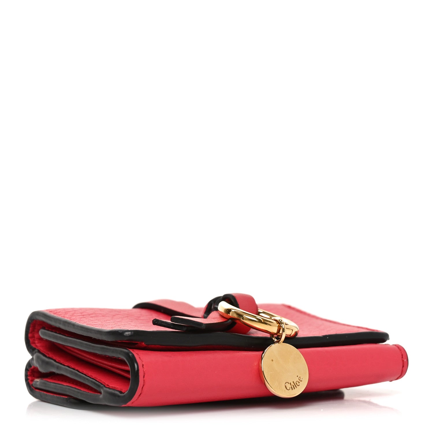 Grained Calfskin Alphabet Mini Trifold Wallet Crimson Pink