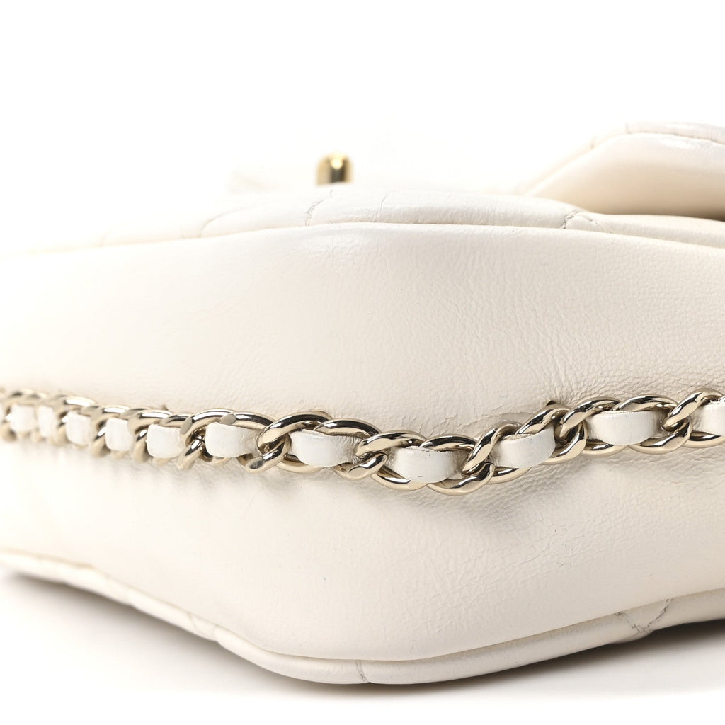 Lambskin Quilted Small My Precious Flap White