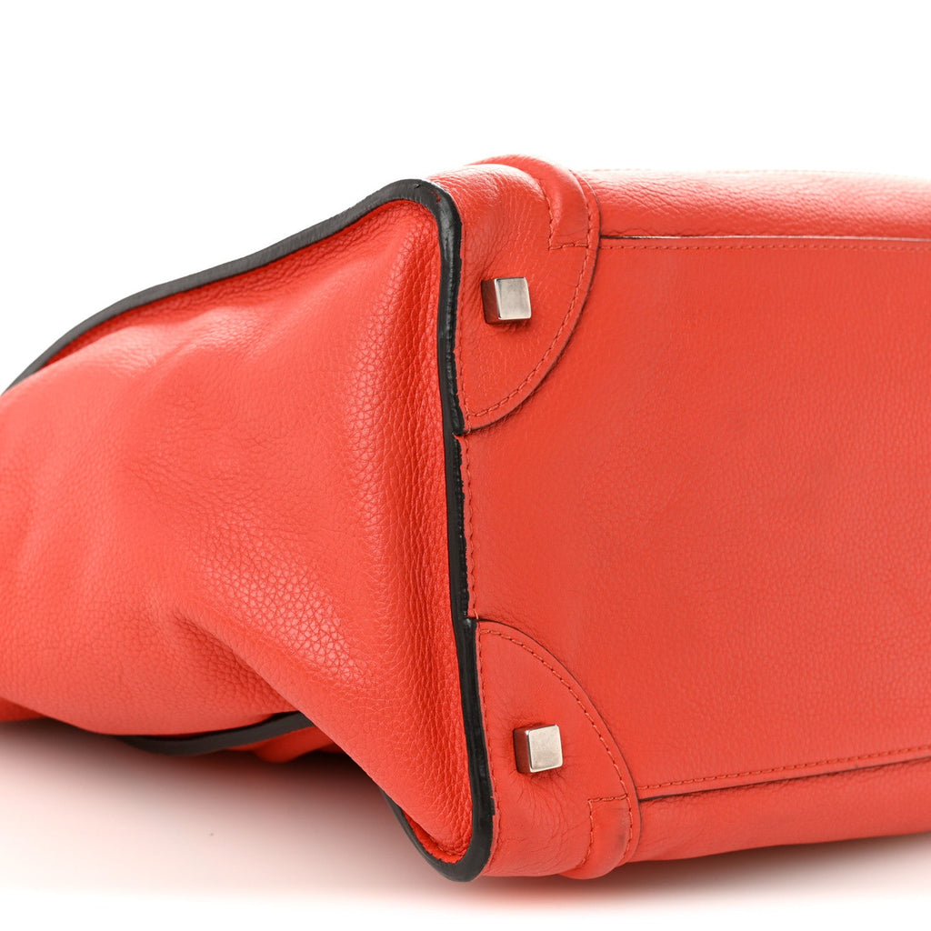 Drummed Calfskin Mini Luggage Coquelicot
