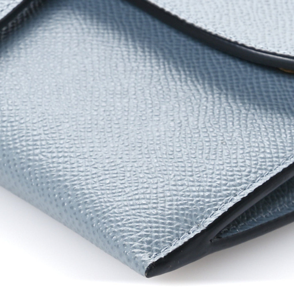 Grained Calfskin Saddle Chain Pouch Cloud Blue