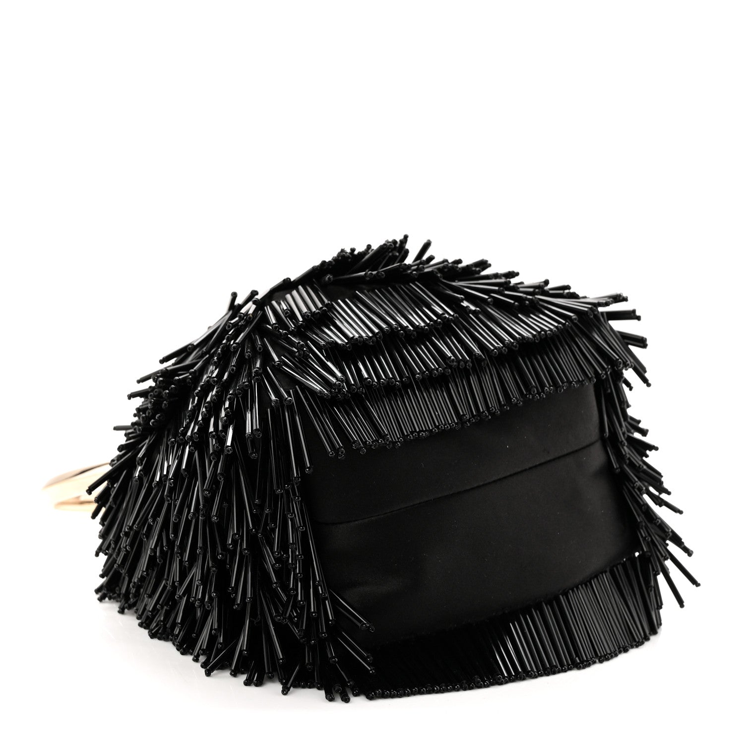 Satin Beaded Mini Bon Bon Bag Black
