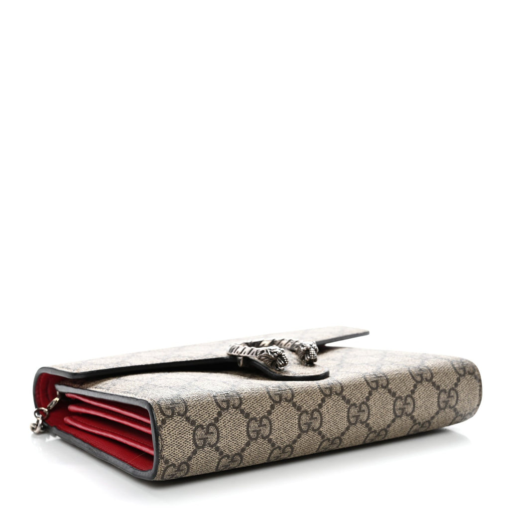 GG Supreme Monogram Mini Dionysus Chain Wallet Beige Vulcanic Red