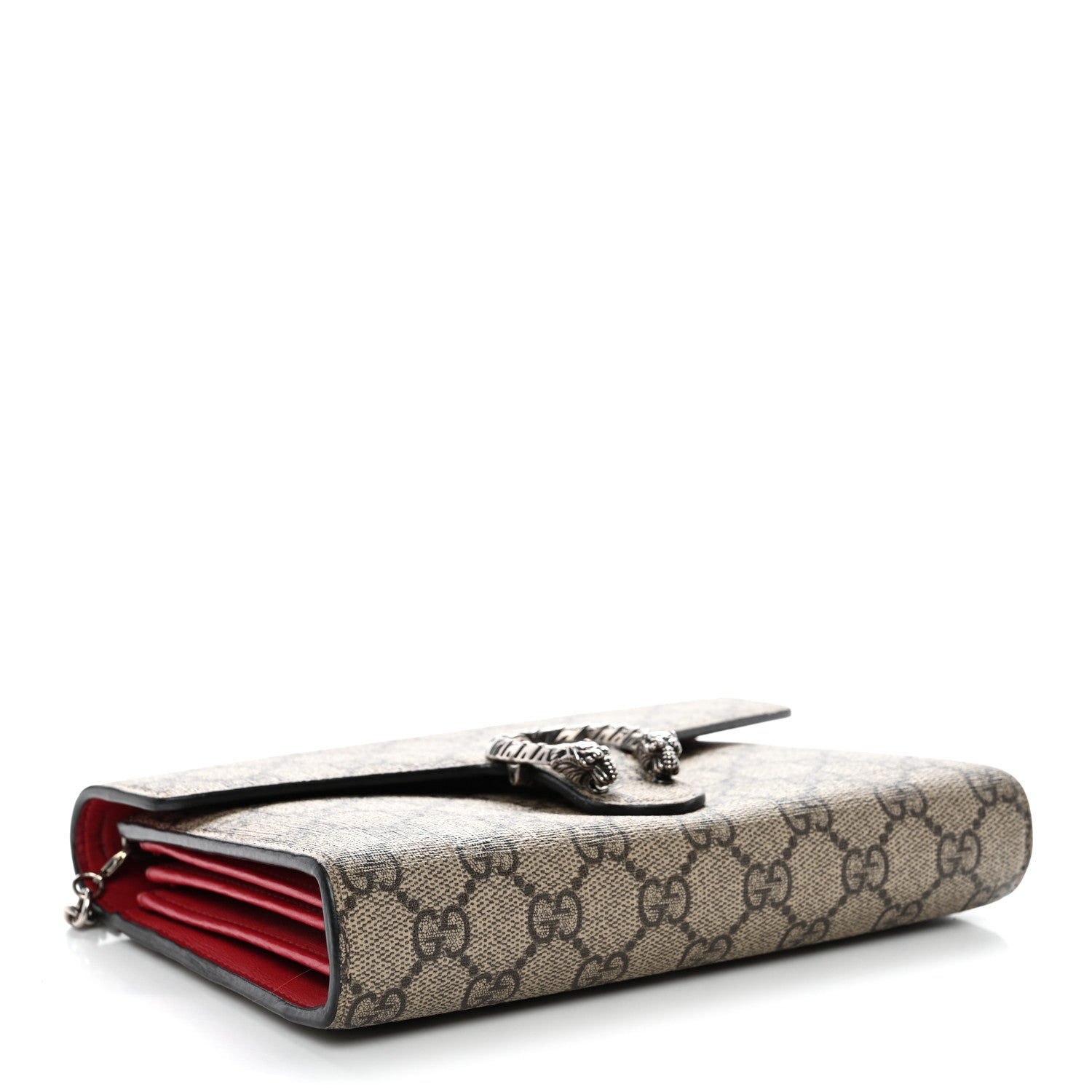 GG Supreme Monogram Mini Dionysus Chain Wallet Beige Vulcanic Red