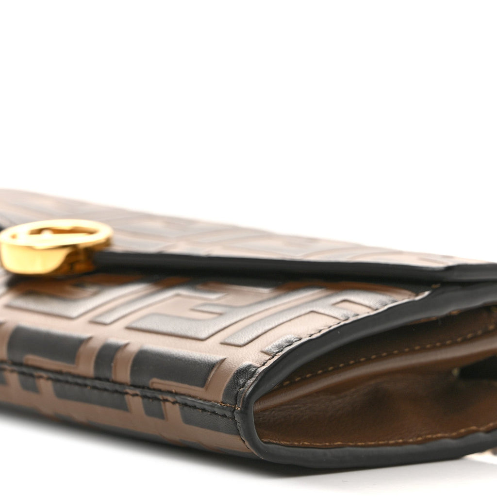 Vitello Soft F is Fendi Bi-Color FF 1974 Embossed Continental Envelope Wallet On Chain Maya Black