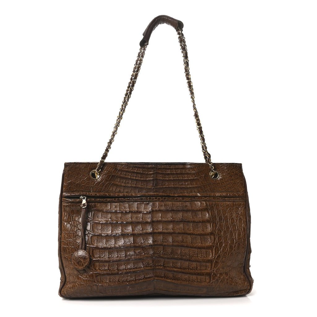 Alligator Shopping Tote Brown