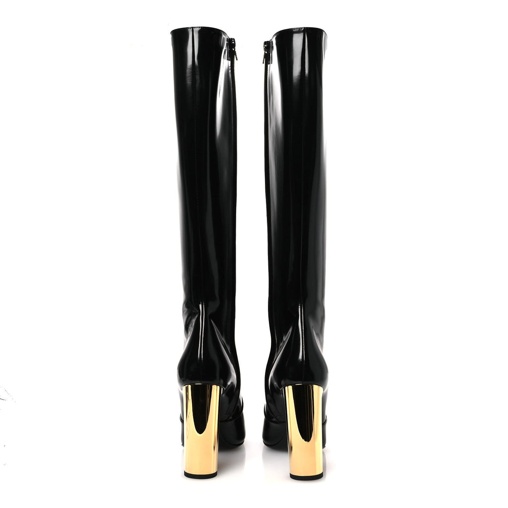 Vitello Marilyn Auteuil 105 Knee High Zip Boots 38.5 Black