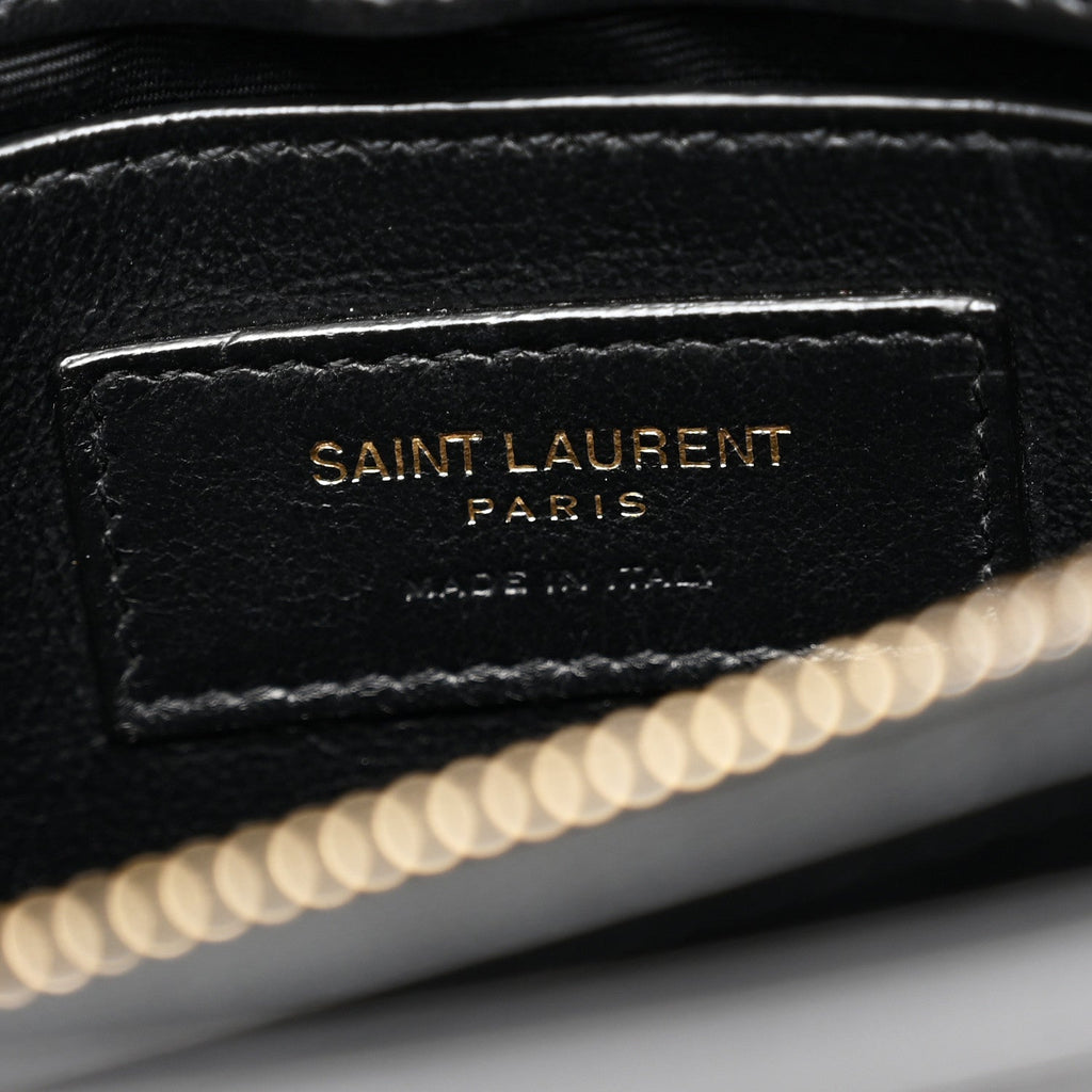 Calfskin Y Quilted Monogram Small Loulou Chain Satchel Black