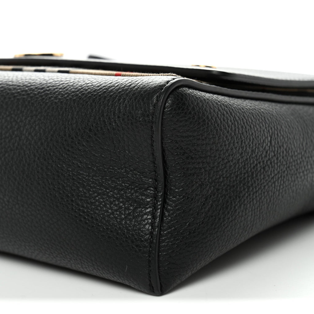 Coated Canvas Calfskin Vintage Check Medium Note Crossbody Bag Black