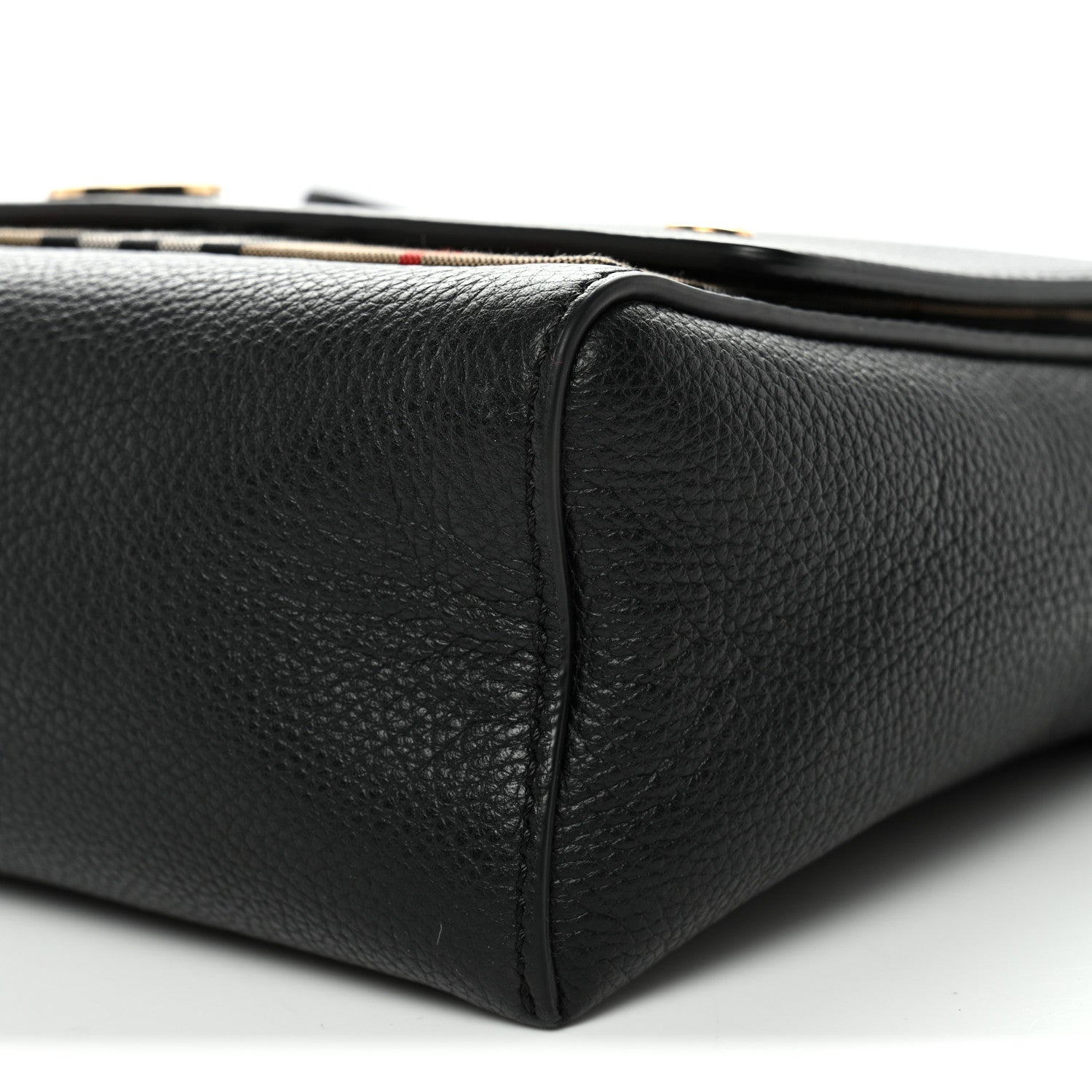 Coated Canvas Calfskin Vintage Check Medium Note Crossbody Bag Black