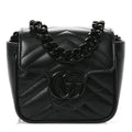 Calfskin Matelasse Monochrome GG Marmont Chain Mini Belt Bag Black
