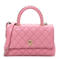 Caviar Quilted Mini Coco Chain Handle Flap Pink