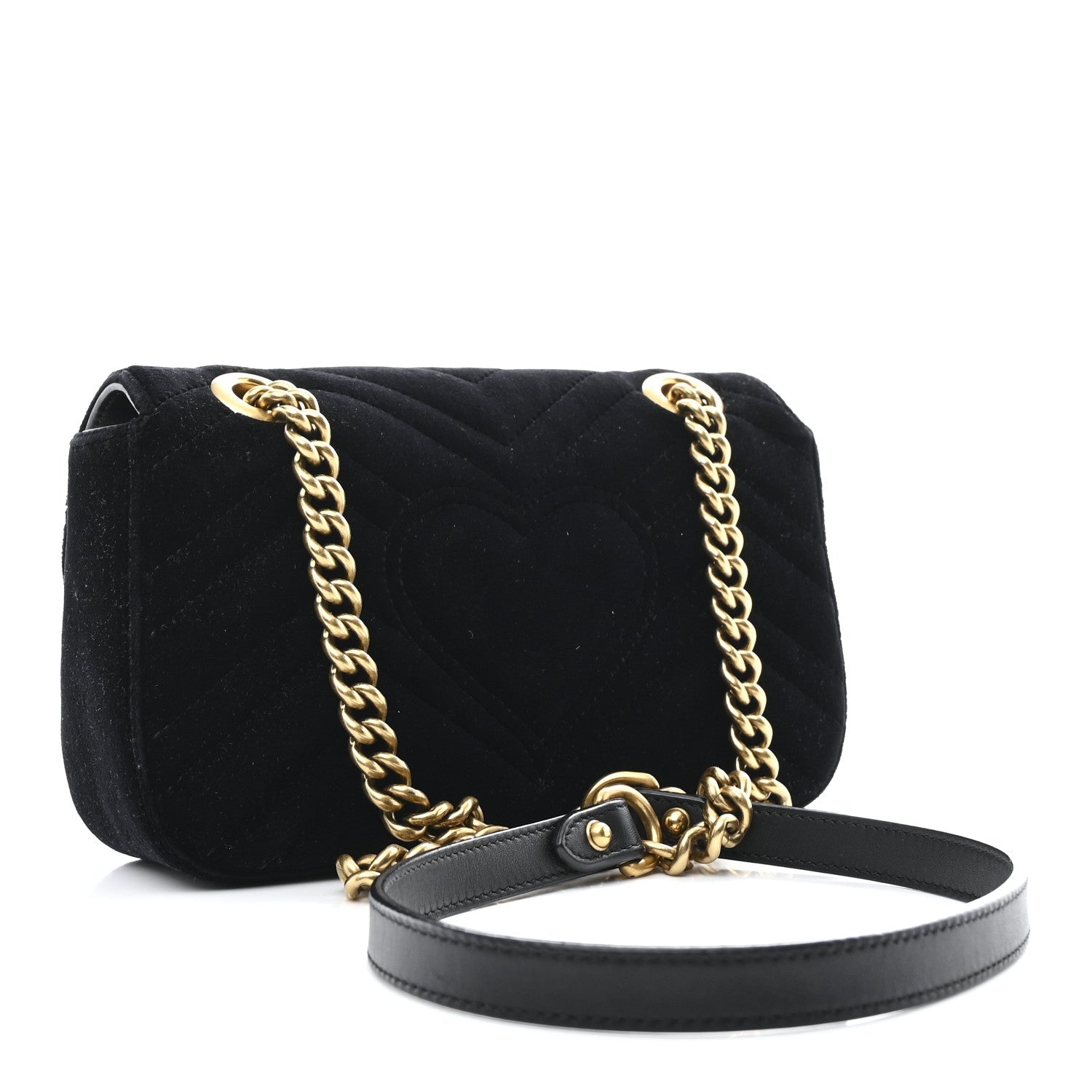 Velvet Matelasse Mini GG Marmont Shoulder Bag Black