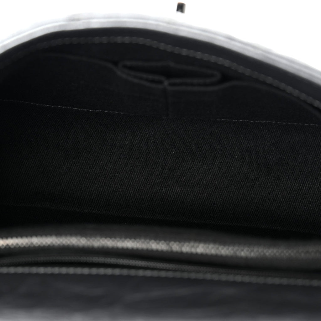Metallic Aged Calfskin Quilted Small Coco Handle Flap Charcoal
