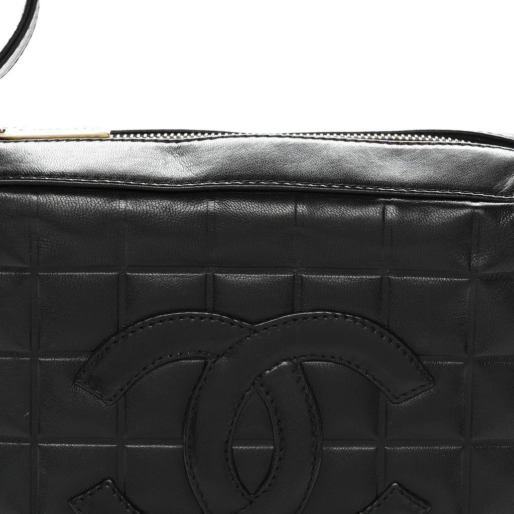Lambskin Quilted Small Chocolate Bar Shoulder Bag Black