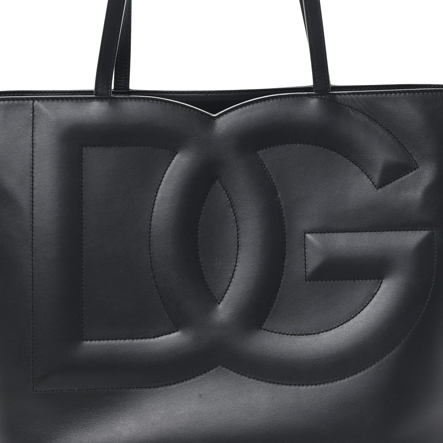 DOLCE GABBANA Calfskin DG Logo Shopper Tote Black