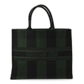 Canvas Embroidered Checkered Book Tote Black Green
