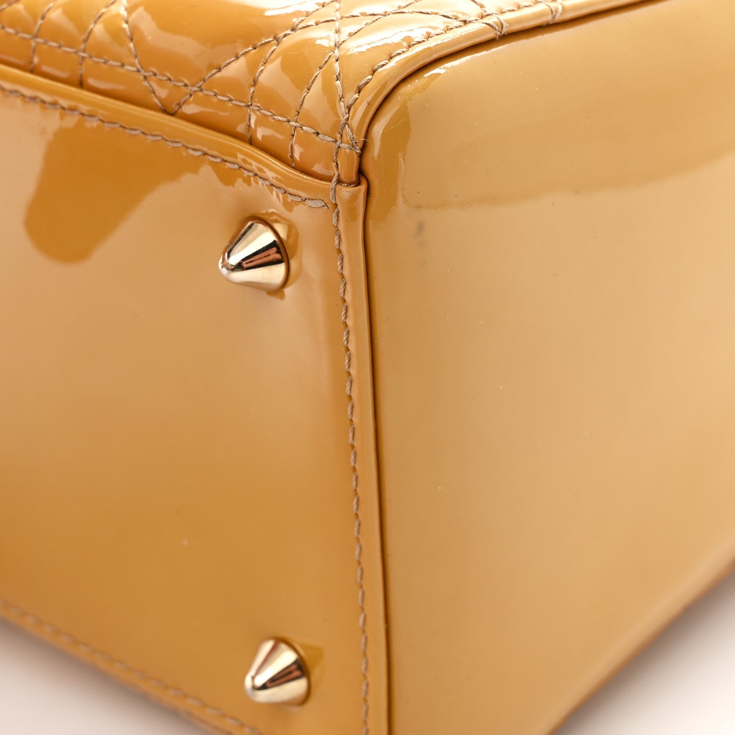 Patent Cannage Medium Lady Dior Dark Beige