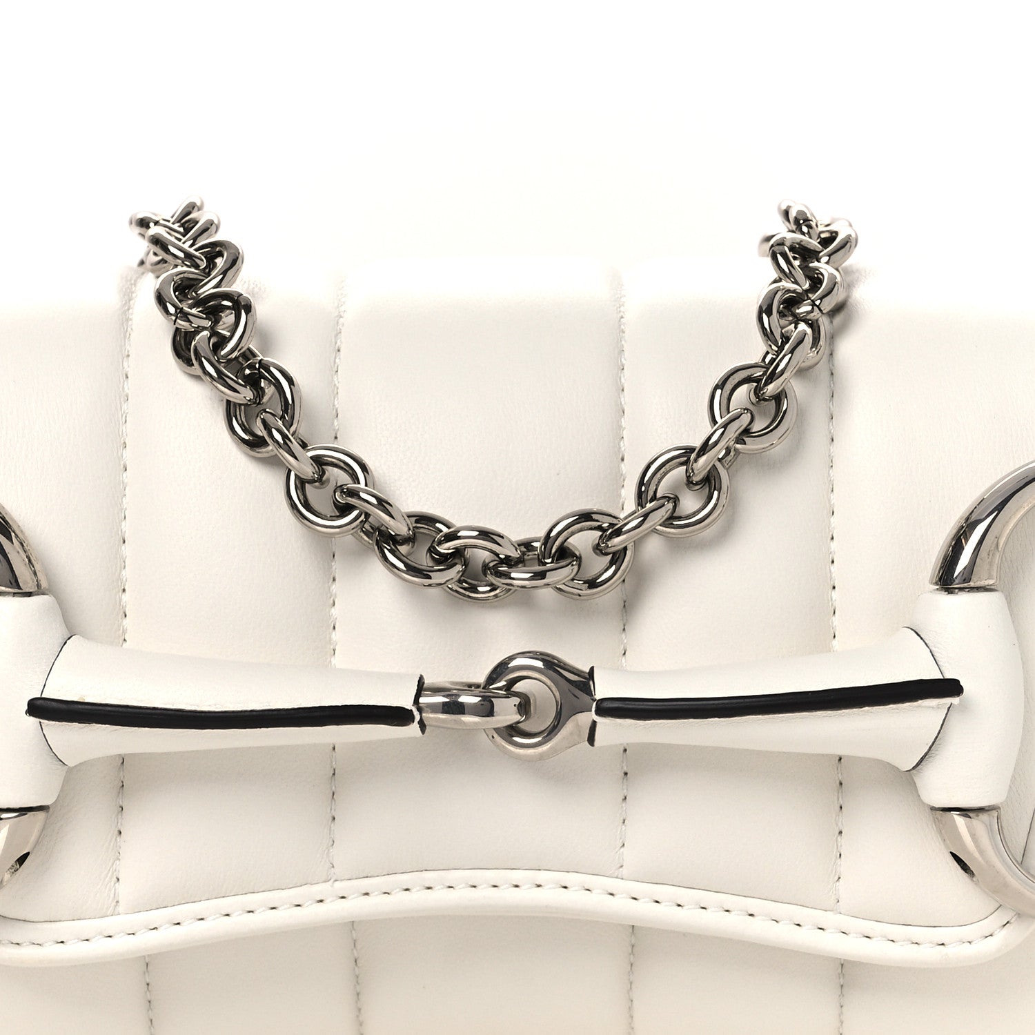 Nappa Vertical Matelasse Small Maxi Horsebit Chain Shoulder Bag Great White