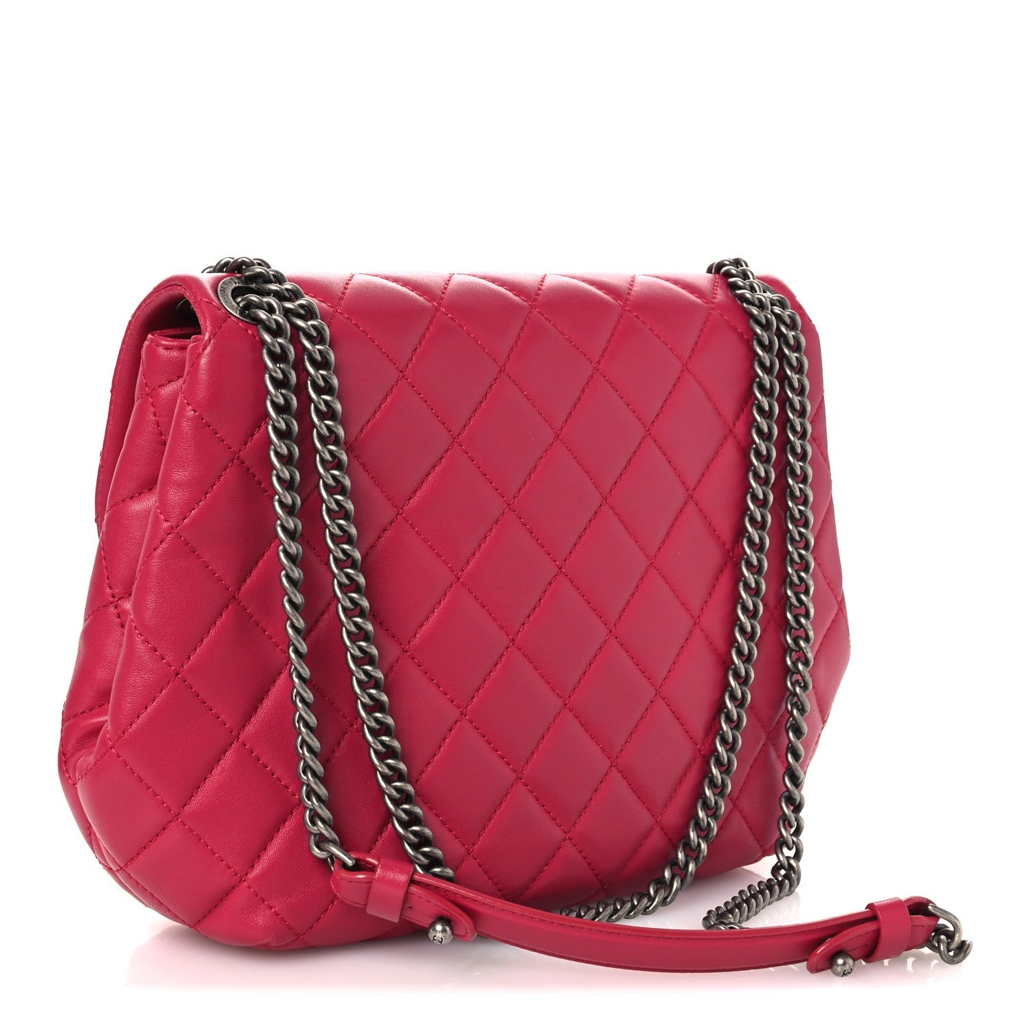 Lambskin Quilted Large Daily Supple Flap Dark Pink