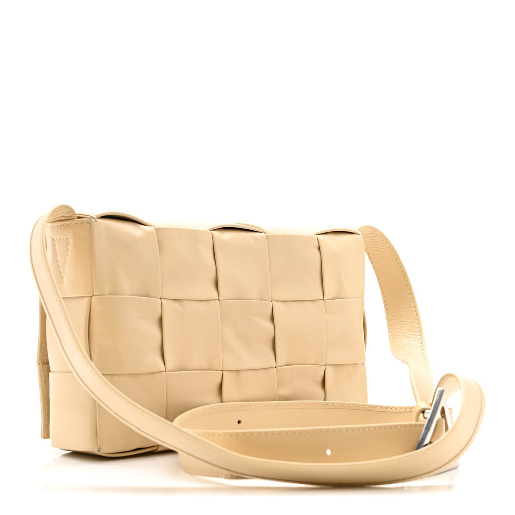 Paper Calfskin Maxi Intrecciato Cassette Crossbody Bag Porridge