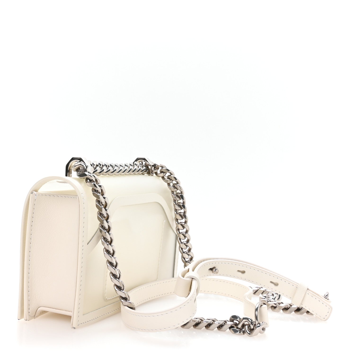 Polyurethane Calfskin Transparent Jeweled Knuckle Satchel Clear White