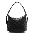 Lambskin Quilted Maxi Hobo Black