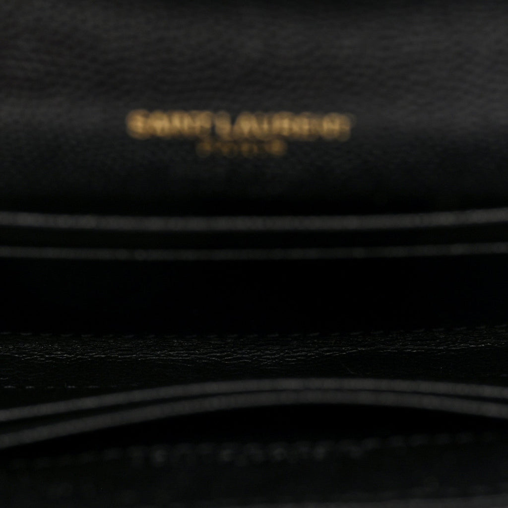 Grain De Poudre Matelasse Chevron Small Monogram Envelope Wallet Black
