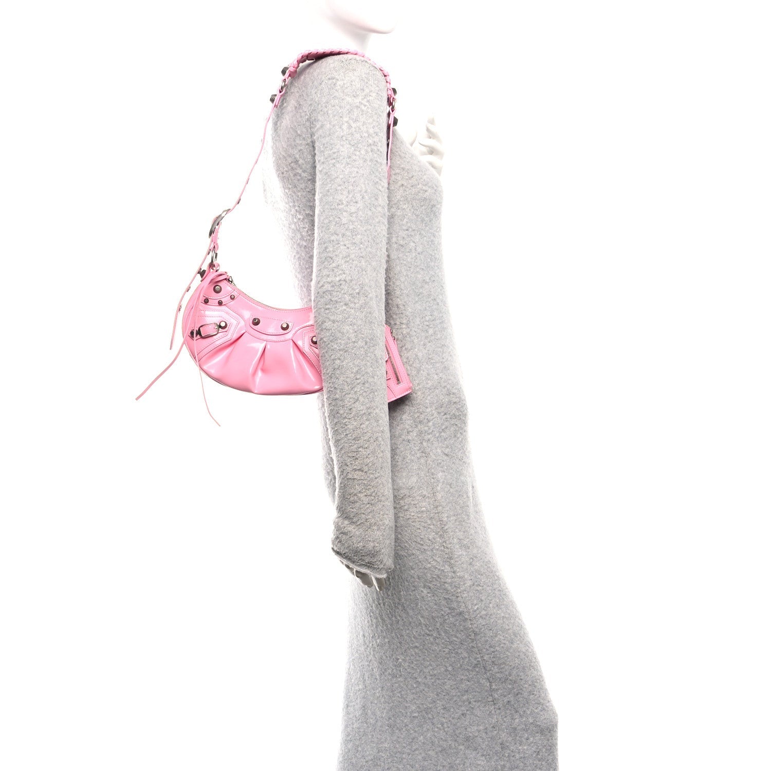 Patent Faux Leather Le Cagole Shoulder Bag XS Sweet Pink