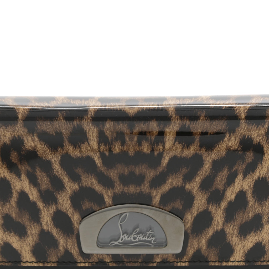 Patent Leopard Vero Dodat Clutch Brown