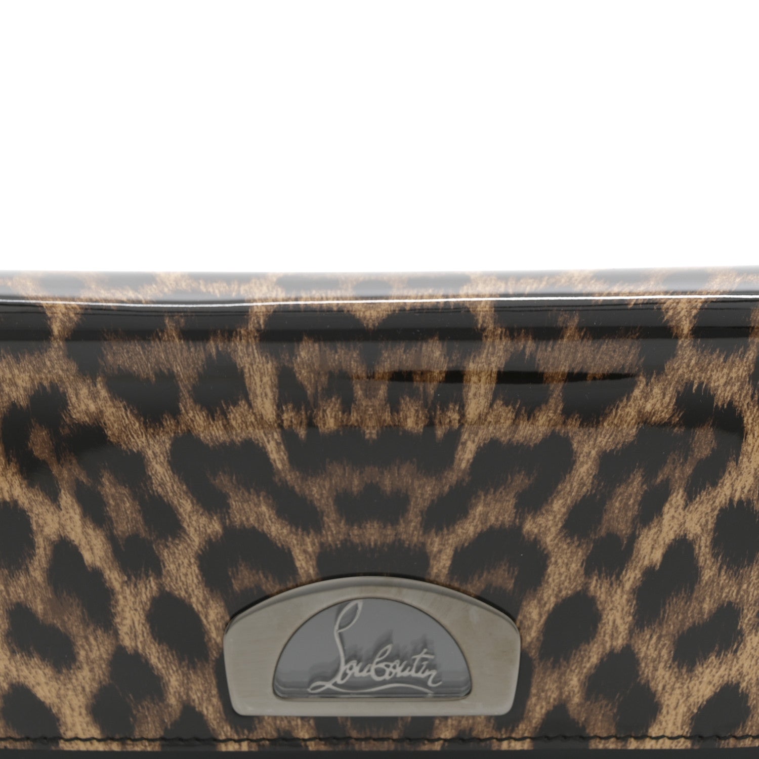Patent Leopard Vero Dodat Clutch Brown
