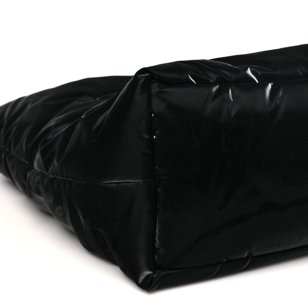 Silktech Canvas Wide Puffer Tote Black