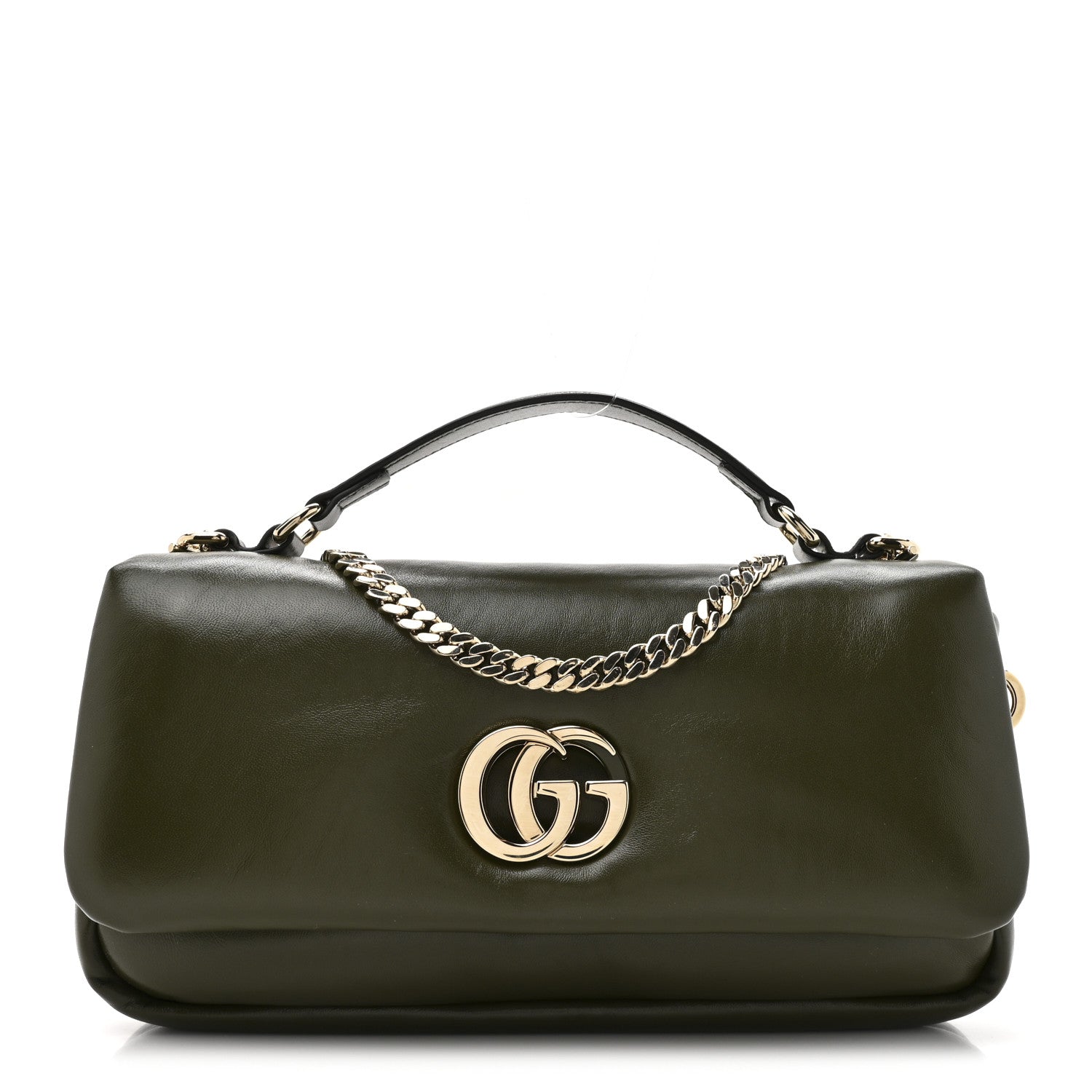 Lambskin Mini GG Milano Top Handle Shoulder Bag Green