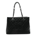 Caviar Quilted Grand Shopping Tote GST Black