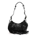 Agneau Arena Le Cagole Fringe Shoulder Bag XS Black