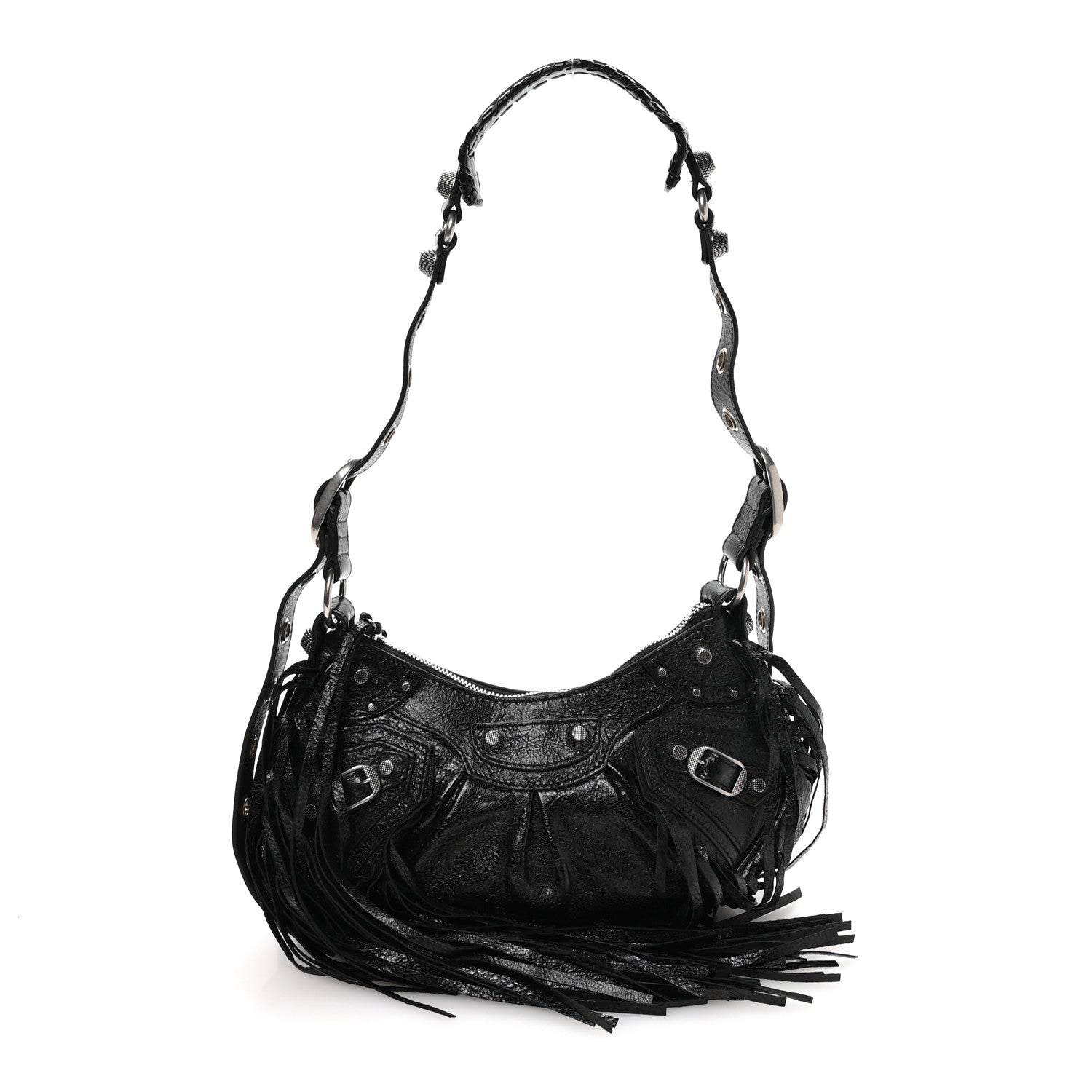 Agneau Arena Le Cagole Fringe Shoulder Bag XS Black
