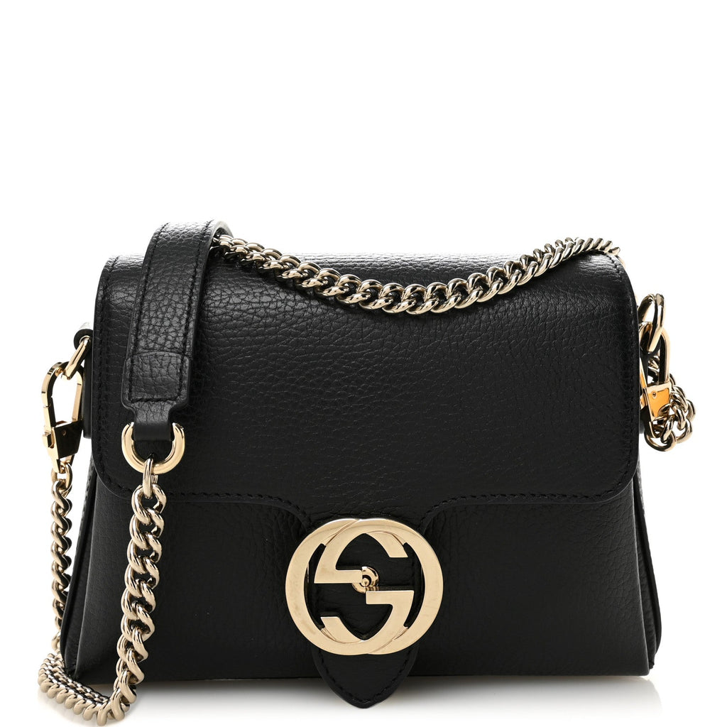 Dollar Calfskin Interlocking G Crossbody Bag Black