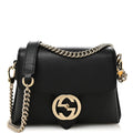 Dollar Calfskin Interlocking G Crossbody Bag Black