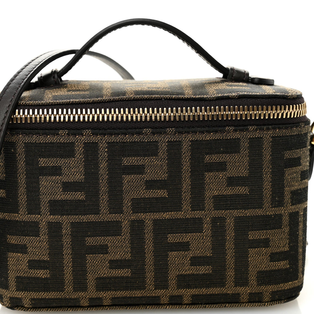 Vitello Grace Jacquard FF MIni Vanity Bag Tobacco Brown