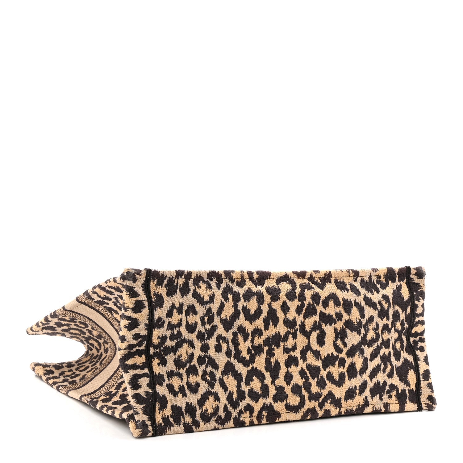 Canvas Mizza Embroidered Large Leopard Book Tote Beige