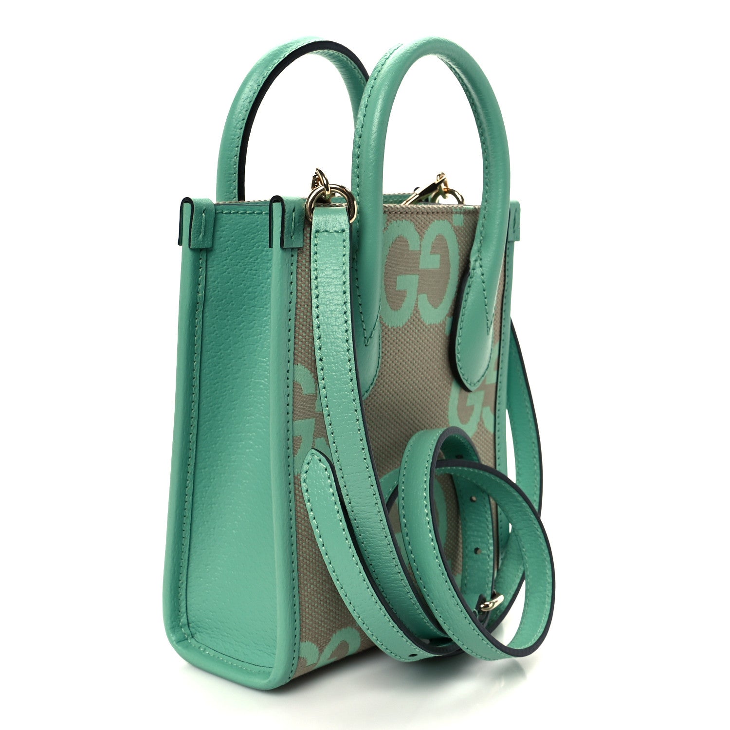Monogram Jumbo GG Textured Dollar Calfskin Mini Tote Bag Pepperlight Mint