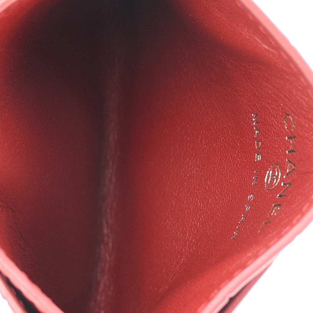 Calfskin Crocodile Embossed Crococo  Holder Burgundy