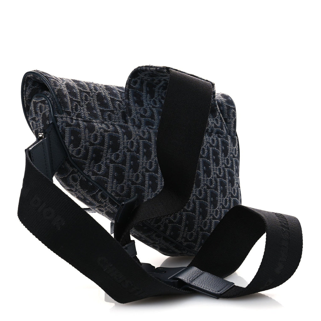Oblique Mens Saddle Bag Black Blue