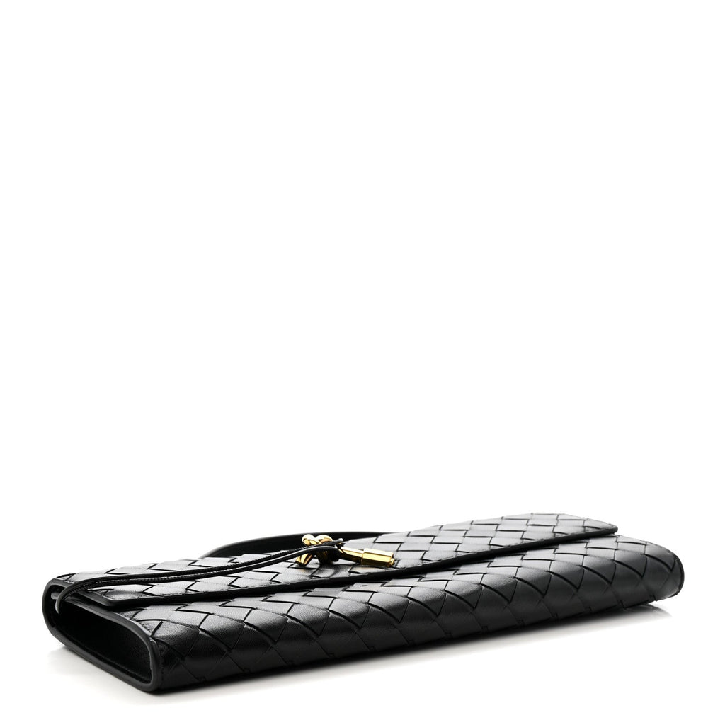 Nappa Intrecciato Long Andiamo Top Handle Clutch Black