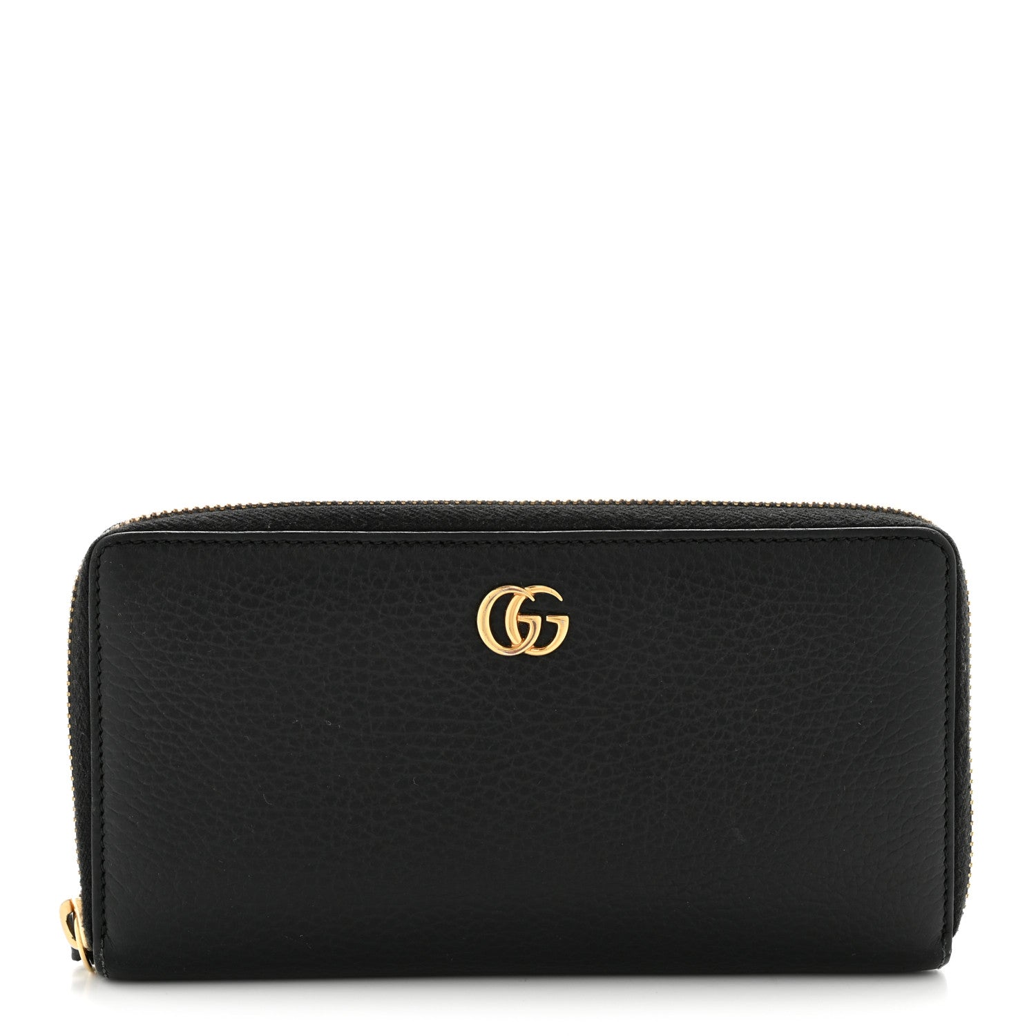 Dollar Calfskin GG Marmont Zip Around Wallet Black