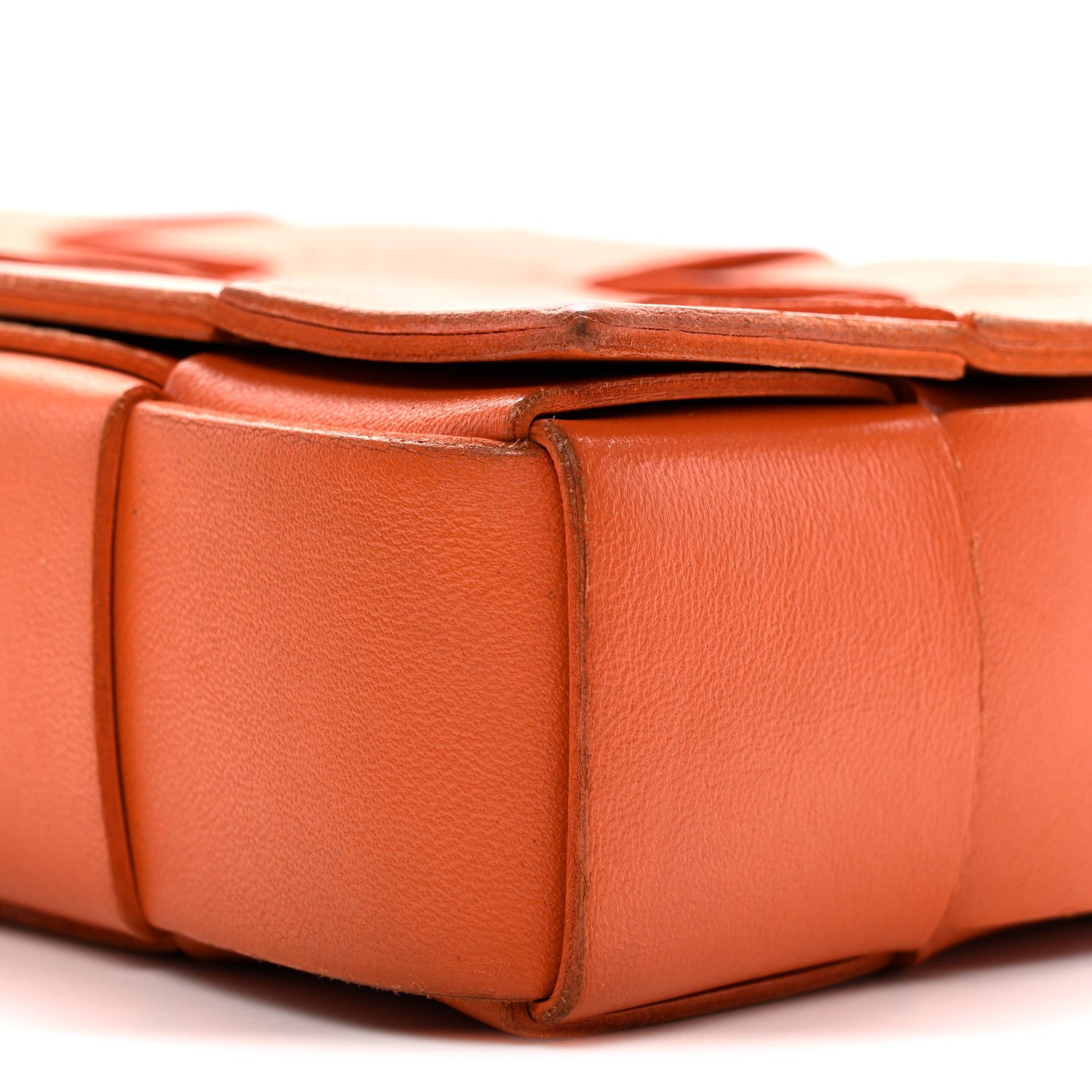 Lambskin Maxi Intrecciato Cassette Crossbody Bag Orange
