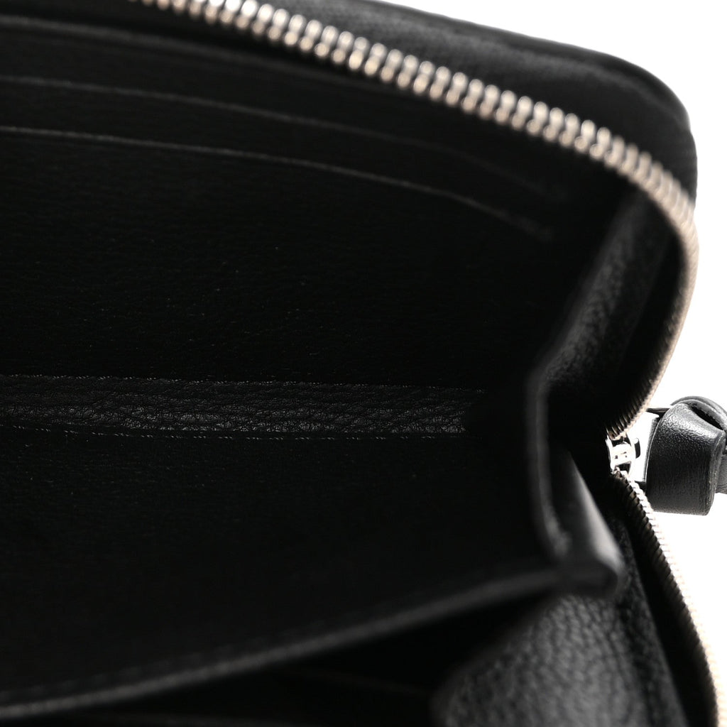 Calfskin Lockme Zippy Coin Purse Black