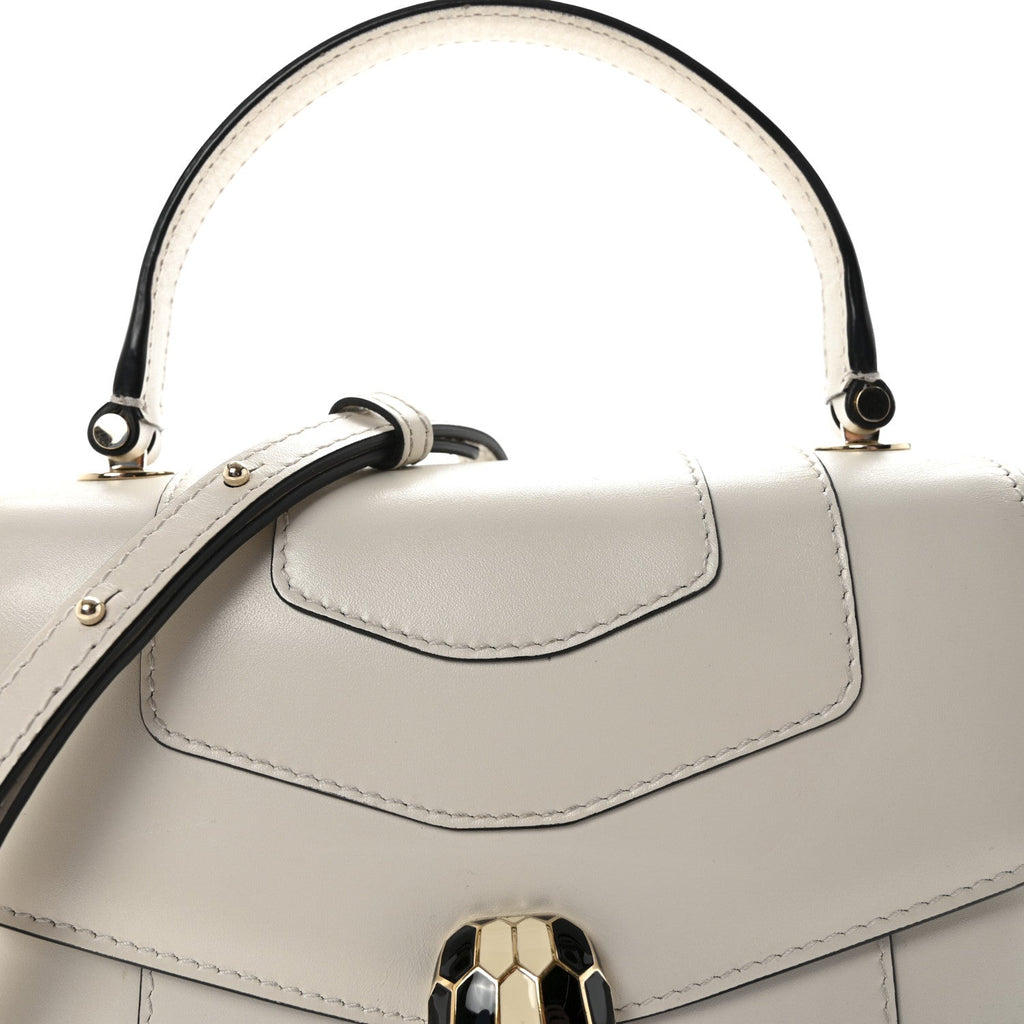 Calfskin Serpenti Forever Top Handle White
