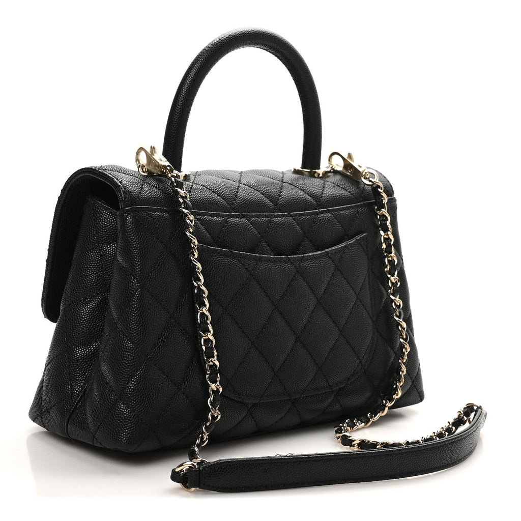Caviar Quilted Mini Coco Handle Flap Black