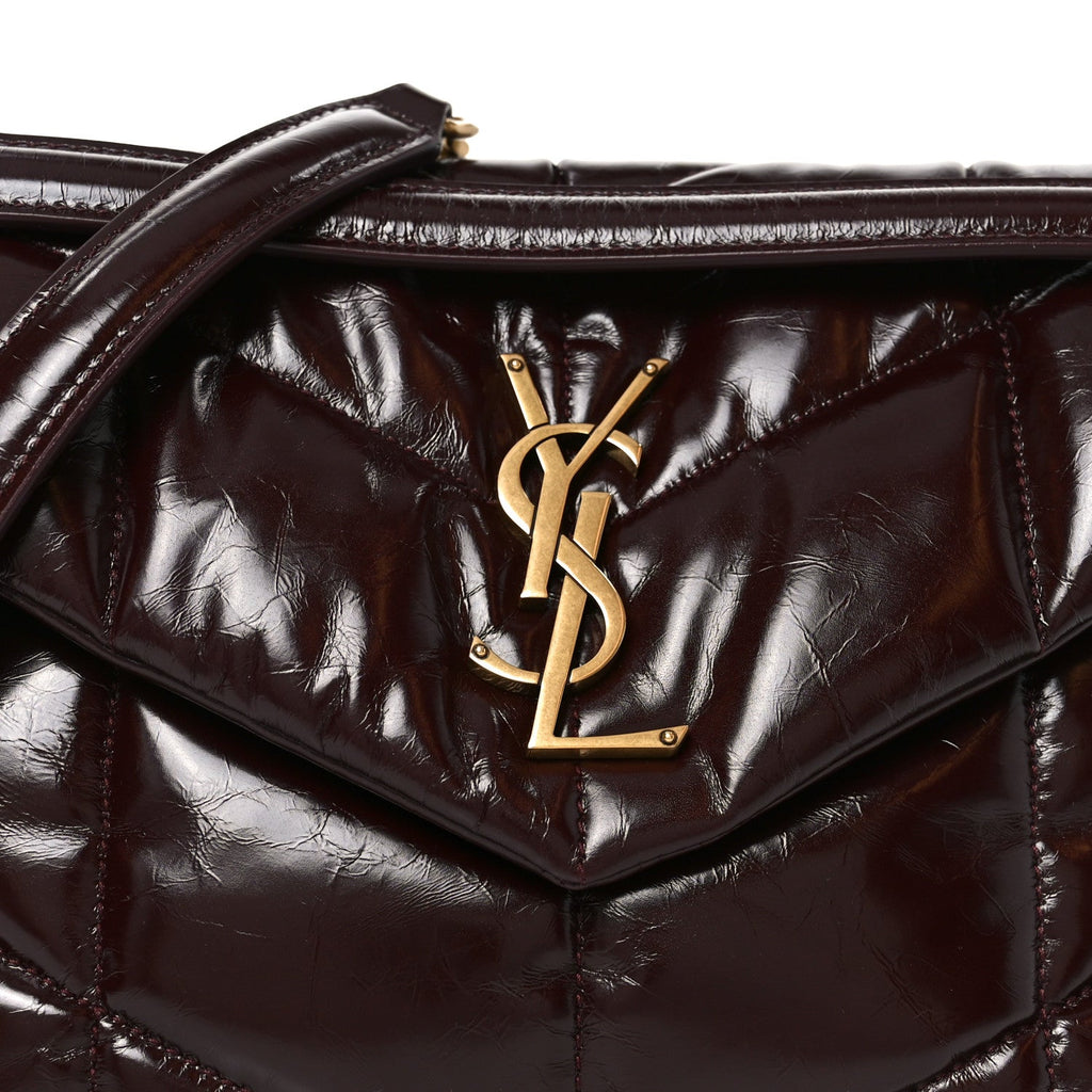 Patent Quilted Small Loulou Puffer Monogram Chain Satchel Barolo Red
